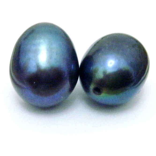 Black 9-10mm Half Drilled Drop Pair